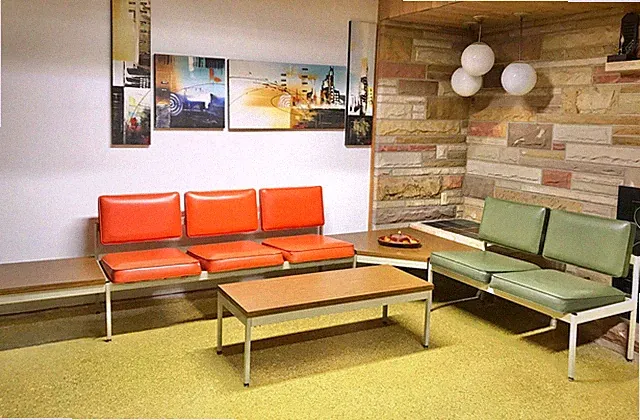 Vintage Mid Century Modern United Chair Industrial Steel Sofa Tandem MCM Set