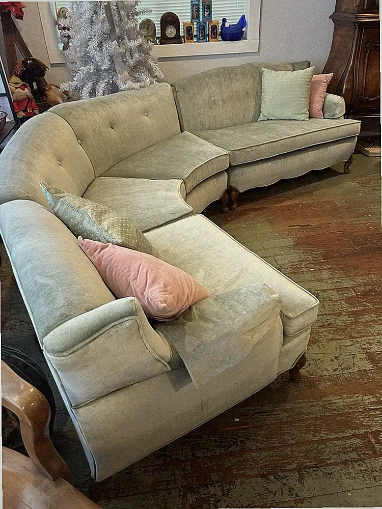 Vintage Midcentury Sectional Curved Green sofa from 1950’s Beautiful VG