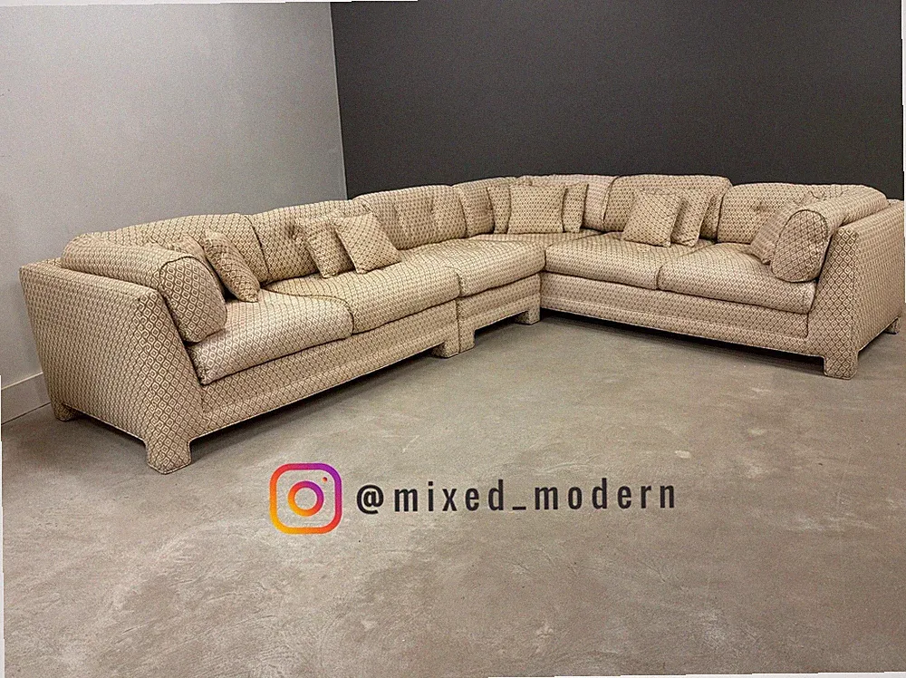Vintage Modern Parsons Style Sectional Sofa