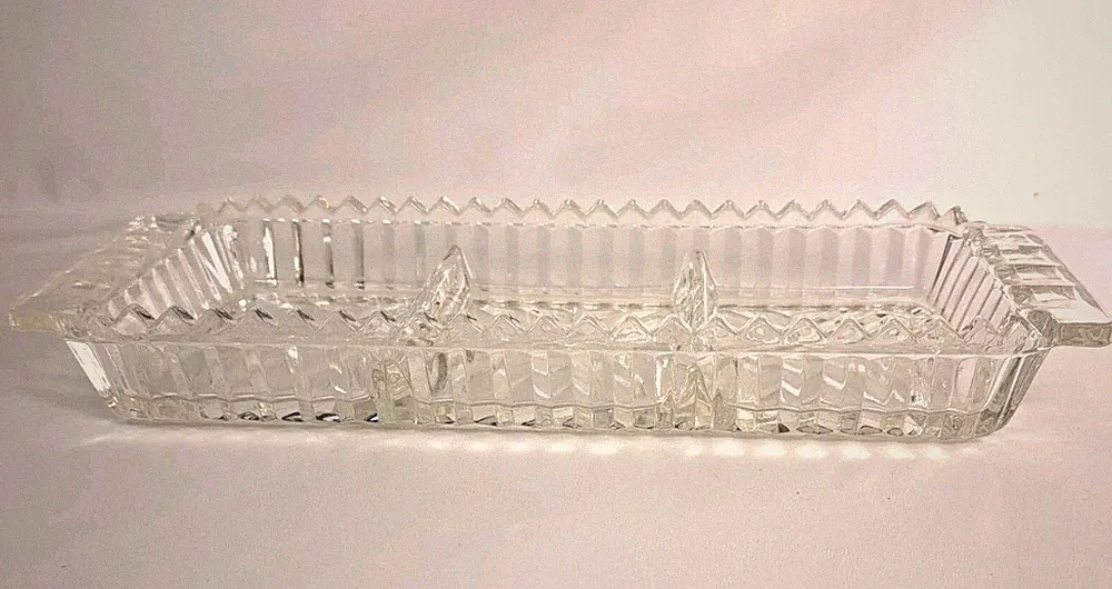 Vintage Small 3 Section Crystal Serving Tray