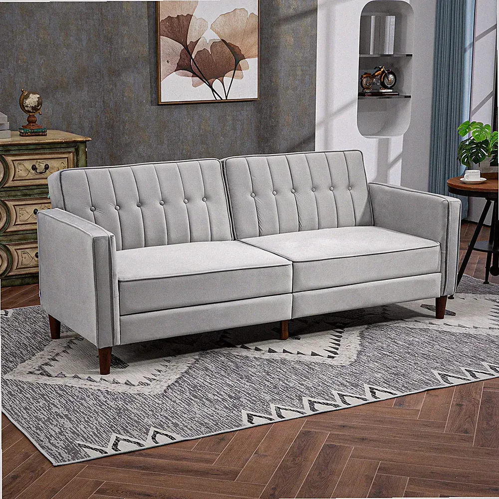Vintage Sofa Bed 3 Seater Furniture Convertible Couch Large Velvet Seat Settee