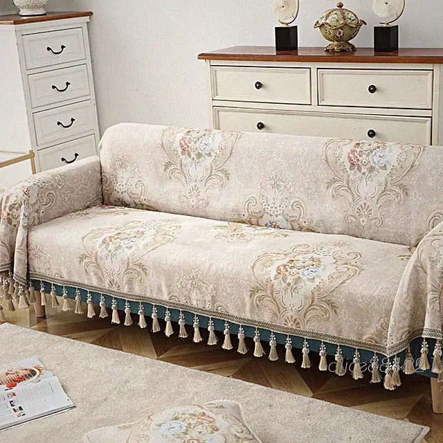 Vintage Sofa Covers 2/3/4 Seater Couch Slipcover Jacquard Flower Sofa Throw Pets