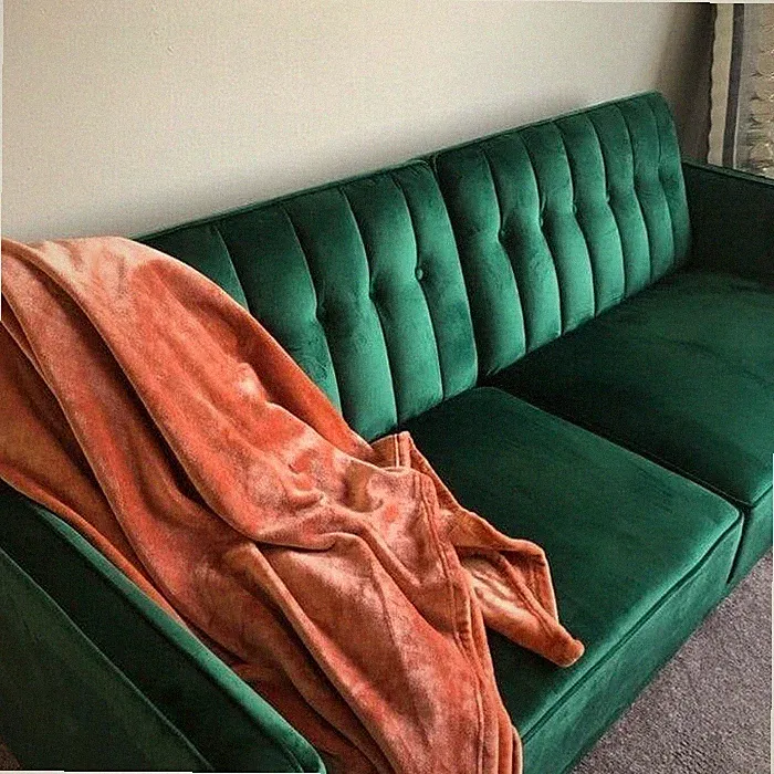 Vintage Style Velvet Futon Sofa Bed Convertible Adjustable Sleeper Couch Green