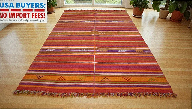 Vintage Turkish Rug Kilim, 5x9 ft, — Thin Flat Weave / Sofa or Bed Cover