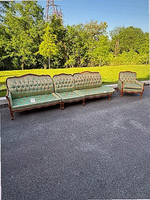 Vintage Union Brothers Sofa Armchair Set - Solid Wood Frame Project