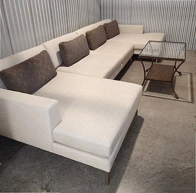 Vintage Weiman 14ft Sectional Couch Cream Linen FLAWLESS!