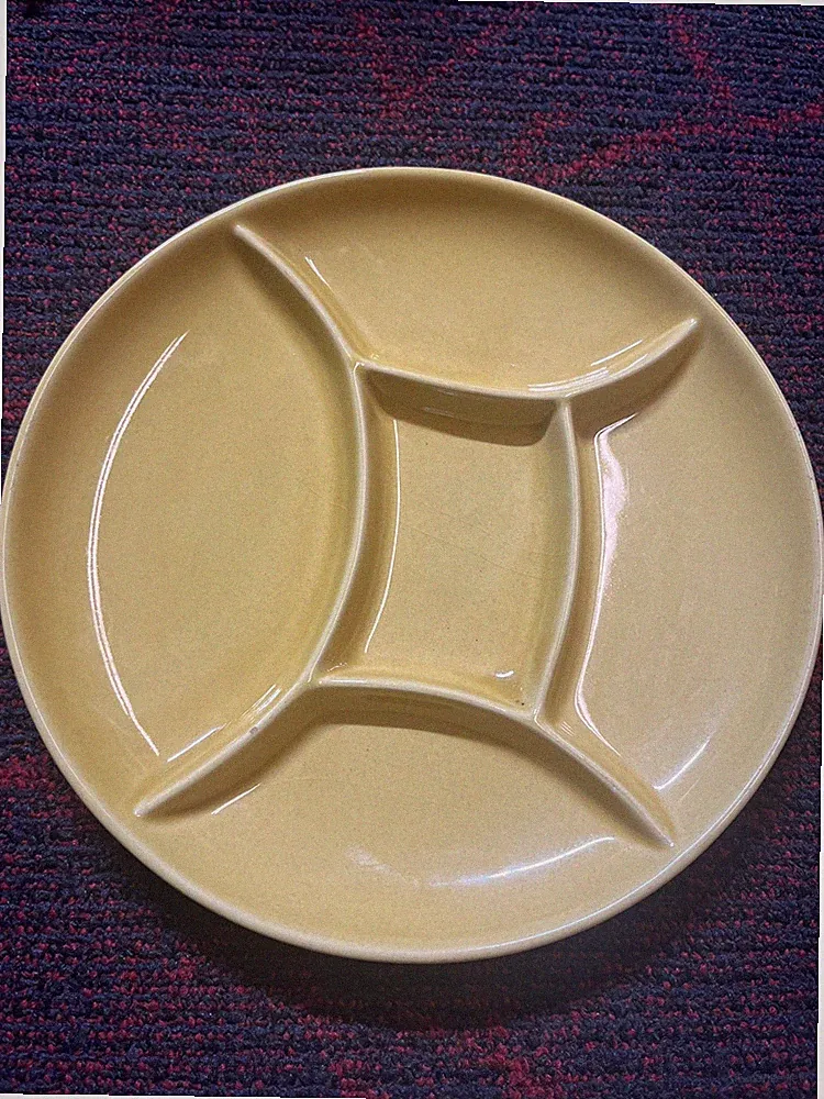 Vintage Yellow Ceramic French ISI 021/22 Hor D Oeuvres Fondue Five Section Plate