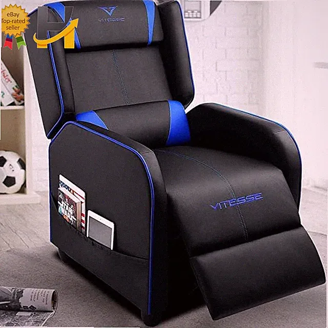 VIT Gaming Recliner Chair Racing Style Single PU Leather Sofa Modern Blue NEW US