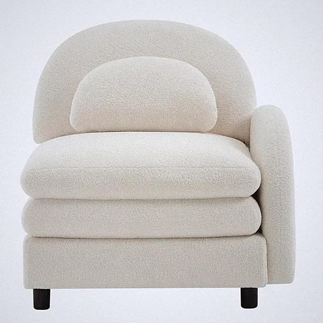 Vitoria Curved Sofa RSF Teddy Fabric W/Pillow - Beige White