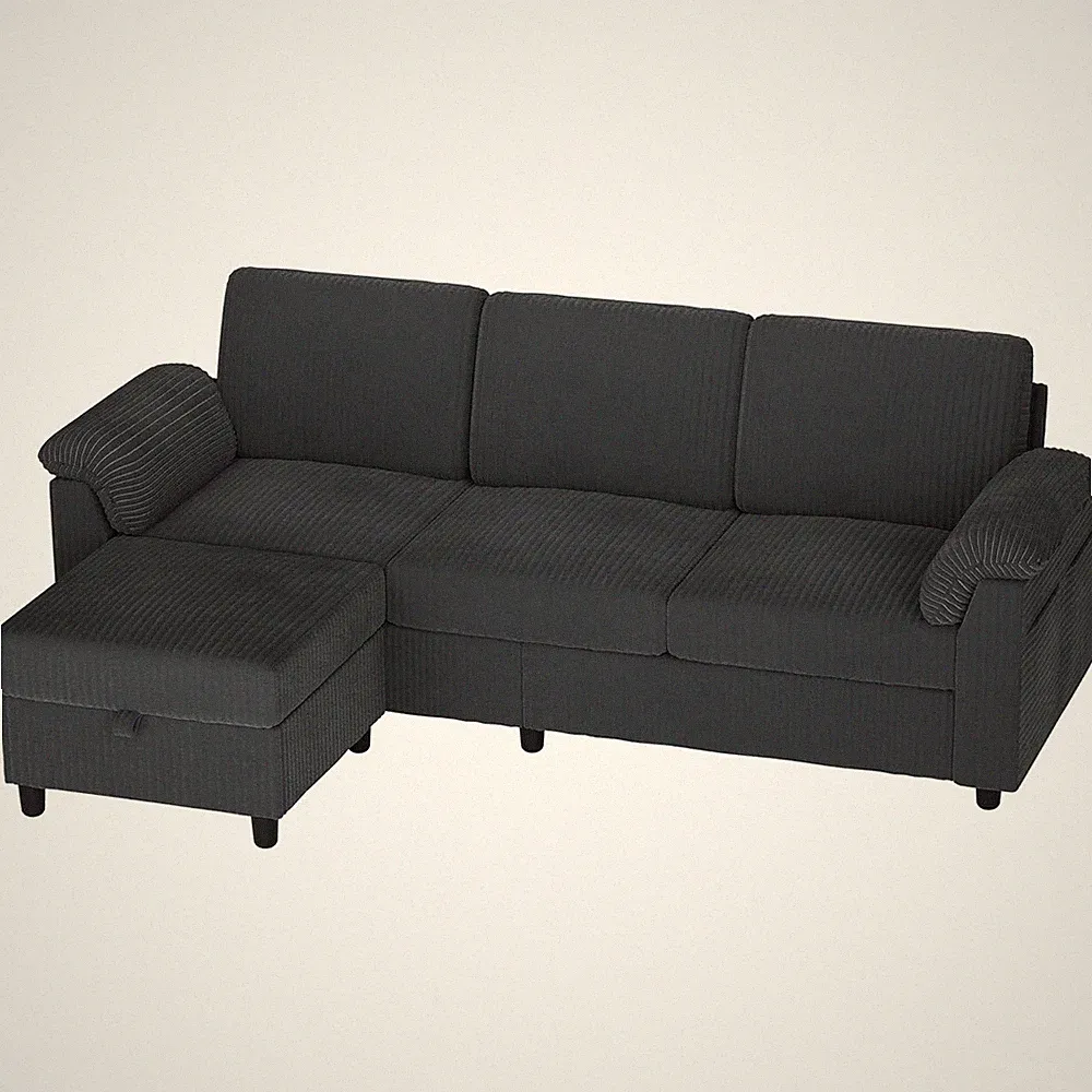 Vongrasig 79" Sectional Sofa w/ Ottoman, L Shaped 3 Seat Furniture (Open Box)
