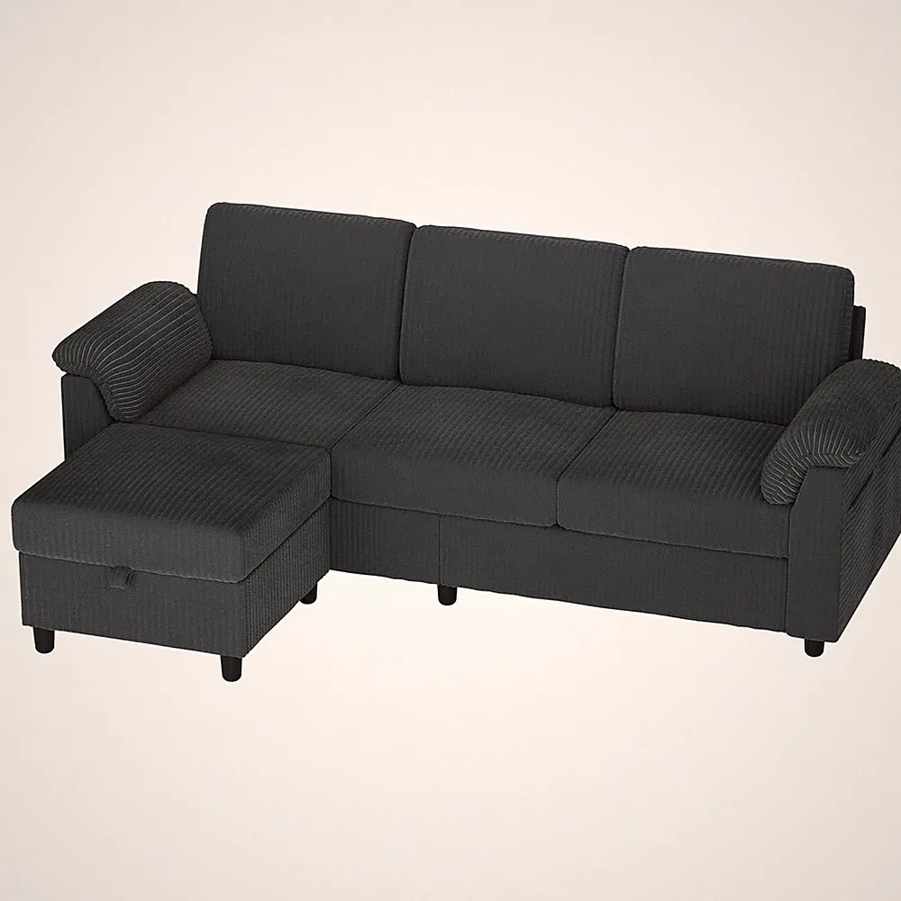 Vongrasig 79" Sectional Sofa w/ Ottoman, L Shaped 3 Seat Furniture (Open Box)