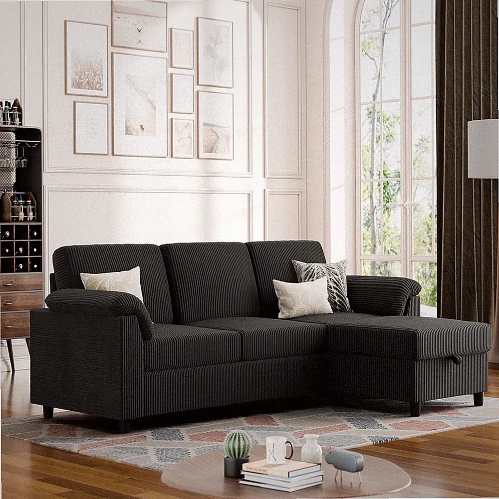 Vongrasig Convertible Sectional Couches, 3 Seat L Shaped Couch Sofa with Removab