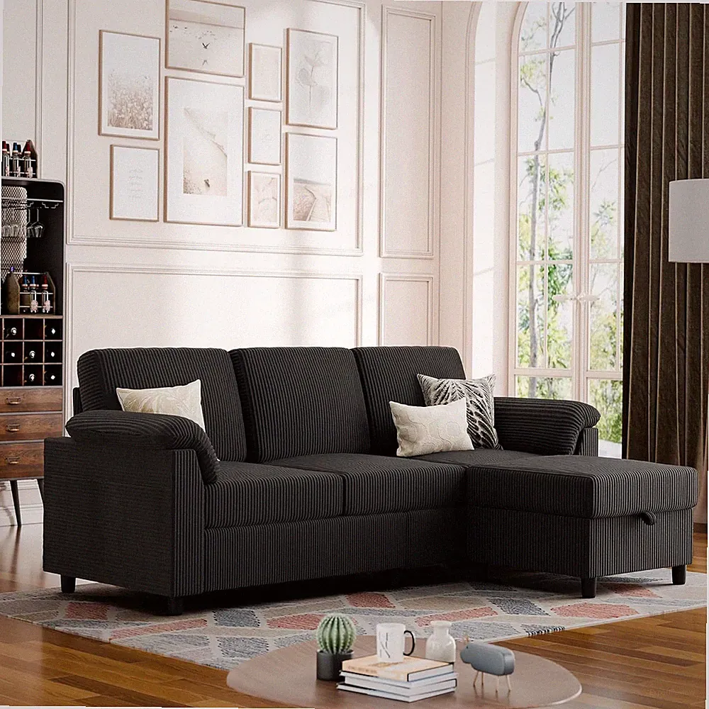 Vongrasig Convertible Sectional Couches, 3 Seat L Shaped Couch Sofa with Removab