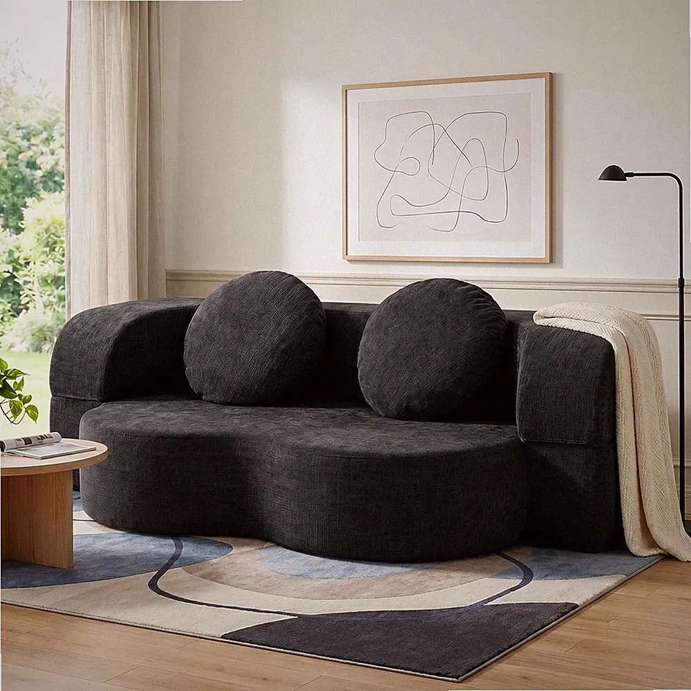 Vongrasig Convertible Sofa Bed, 77” Folding Boneless Couch, Floor Sofa 2-In-1 Cu