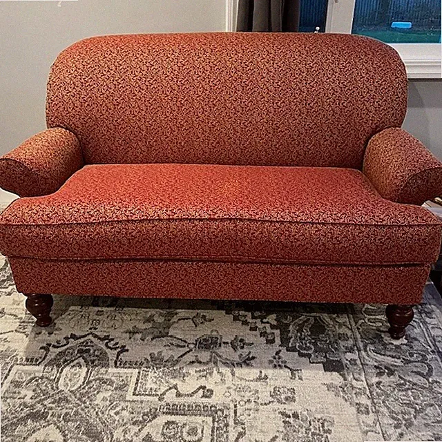 VTG Broyhill Couch Love Seat Furniture Red Rust with Gold Brocade Hollywood READ