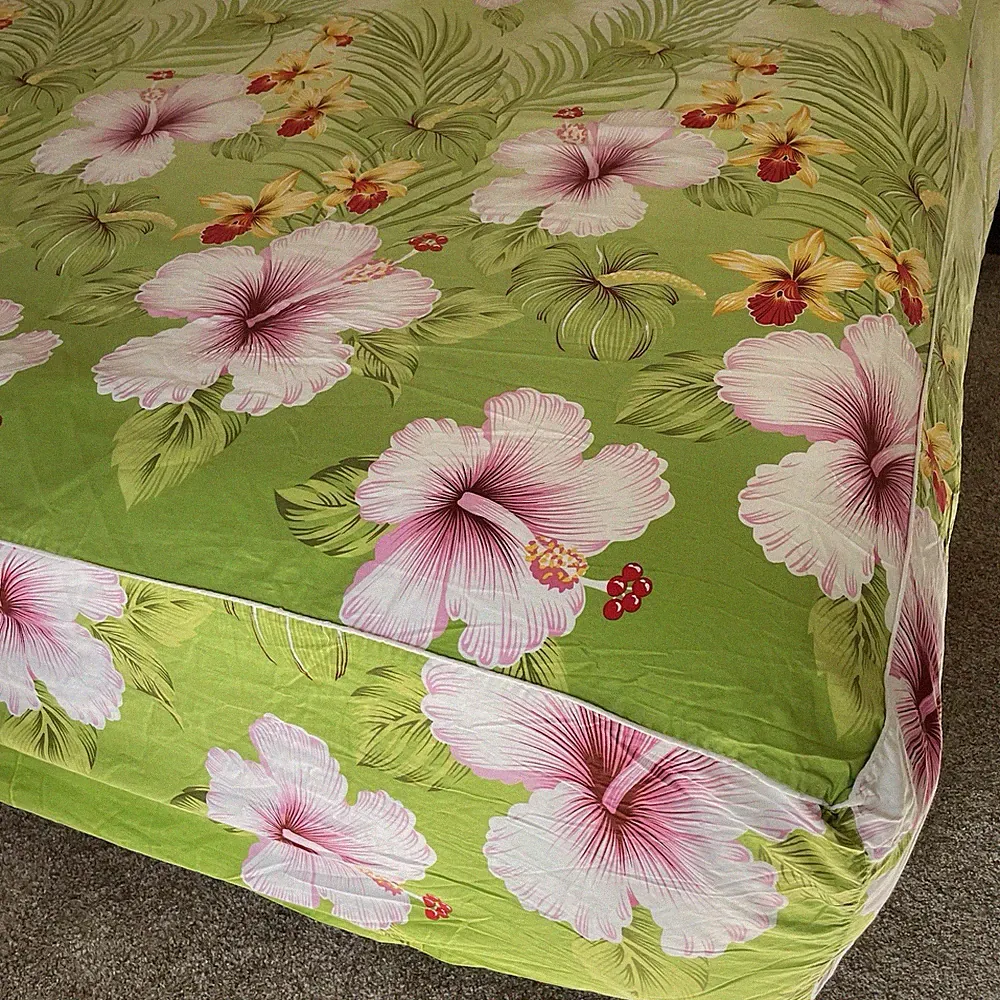 Vtg Daybed RV Mattress Futon Slipcover 66"x84" Hibiscus Tropical Floral 19" Drop