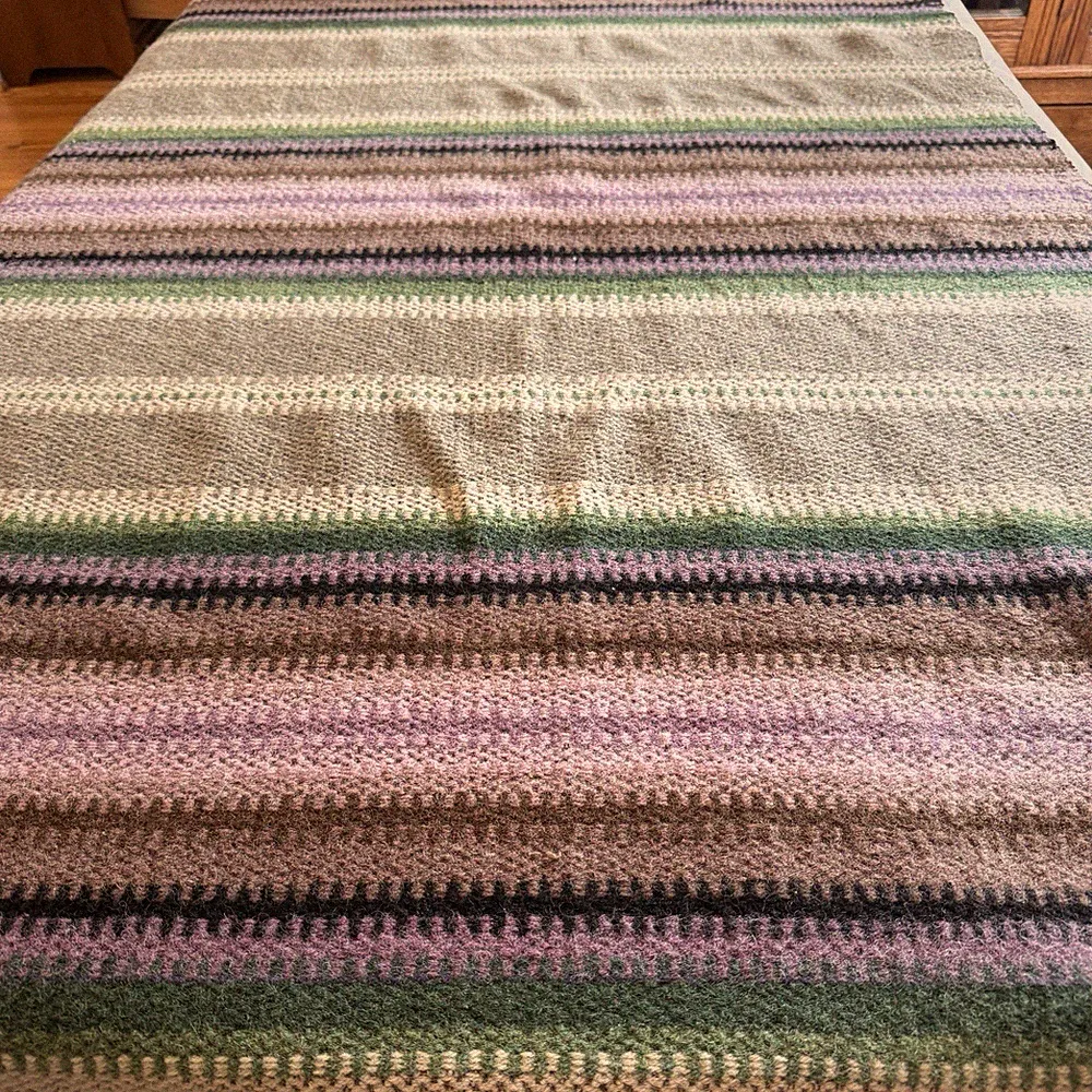 VTG Loom Wool Blend Southwest Rustic Lodge Striped Bed Sofa Throw Blanket 44x77