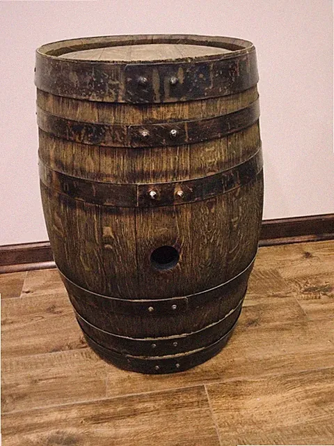 VTG Rustic Oak Whiskey Wine Rum FRENCH COUNTRY BARREL END TABLE📏16” DIA 26”H