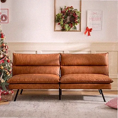 VYFIPT FUTON SOFA BED/COUCH,3” MEMORY FOAM SMALL SPLITBACK - SADDLE BROWN