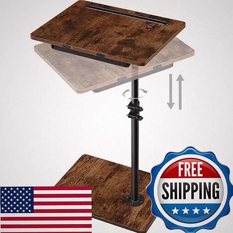 Waipfaru Swivel Height Adjustable Side Table Sofa Tray Tiltable Sofa Bed