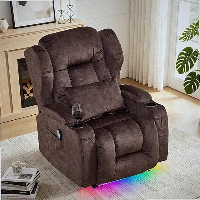 Wall Hunger Power Recliner Massage Sofa Home Theater Seating Chair w/Cup Holders