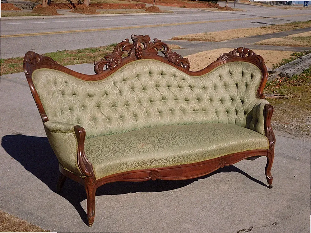 Walnut Victorian Carved Sofa circa 1910