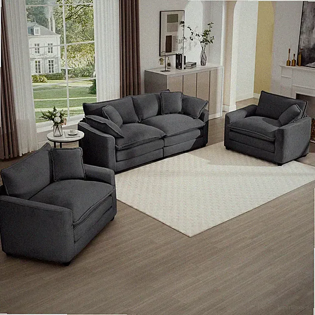 Warm and Cozy Sofa Set with Soft Cushions and Pillows, Home Theater Style Sofa