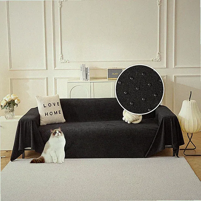 Washable Black Couch Covers for Sectional & Love Seat, Soft & Pet-Friendly