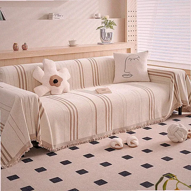Washable Chenille Couch Cover for Pets & Kids, 71"X102", Beige Coffee