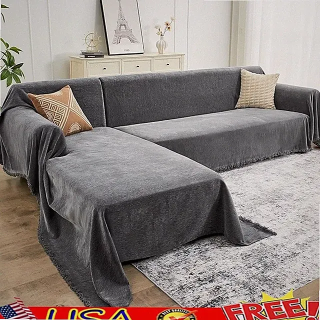 Washable Chenille Couch Covers Sectional Sofas L Shaped Easy Installation New