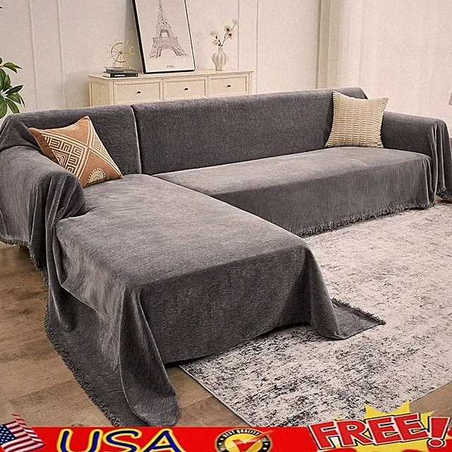 Washable Chenille Couch Covers Sectional Sofas L Shaped Easy Installation New