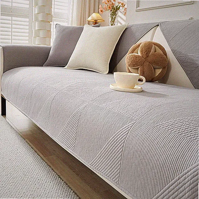 Washable Cotton Quilted Dog Couch Cover Non Slip Sofa Protector 36"x94" Grey
