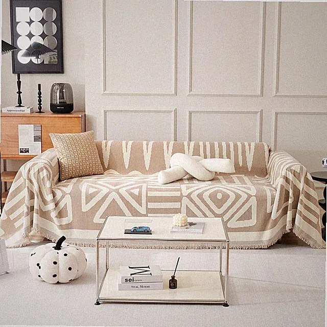 Washable Couch Cover, Chenille Fabric for 2 Cushion Sofa, Beige