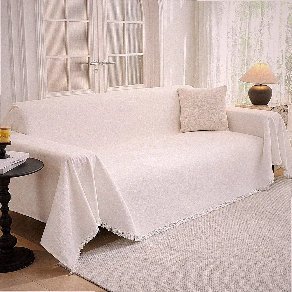 Washable Couch Cover for Dogs & Kids, 91"x134", White, Furniture Protector