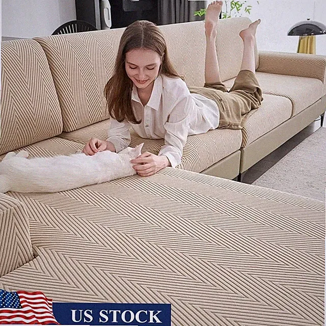 Washable High Elasticity Sofa Covers Pet Friendly 2 Seat Cushion Chaise Cover US