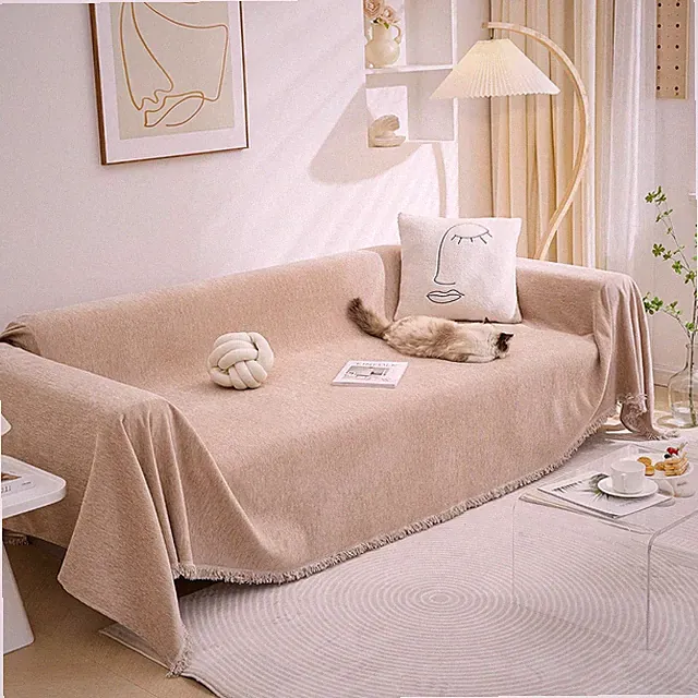 Washable Khaki Sofa Covers for Sectional Couch & Dogs, 91" X 150