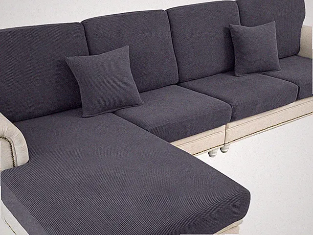 Washable L-Shaped Couch Cushion Covers with 2 Pillowcases - Dark Grey