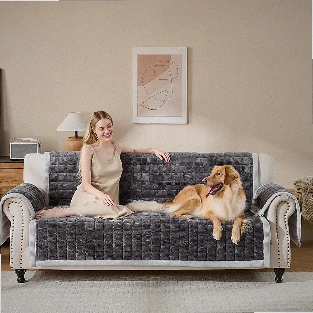 Washable Non-Slip Dog Couch Cover, Soft Pet Protector for Loveseat & Sectional
