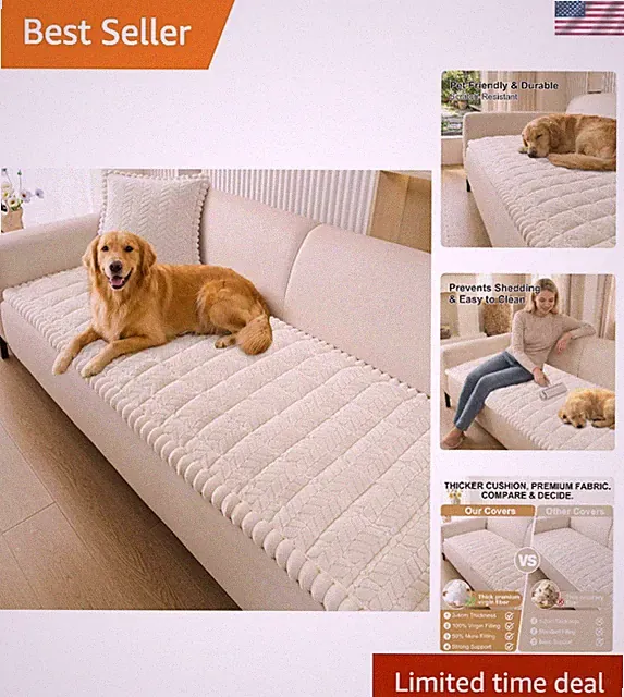 Washable Pet Couch Cover: Soft Flannel & Non-Slip Design for Elegant Protection