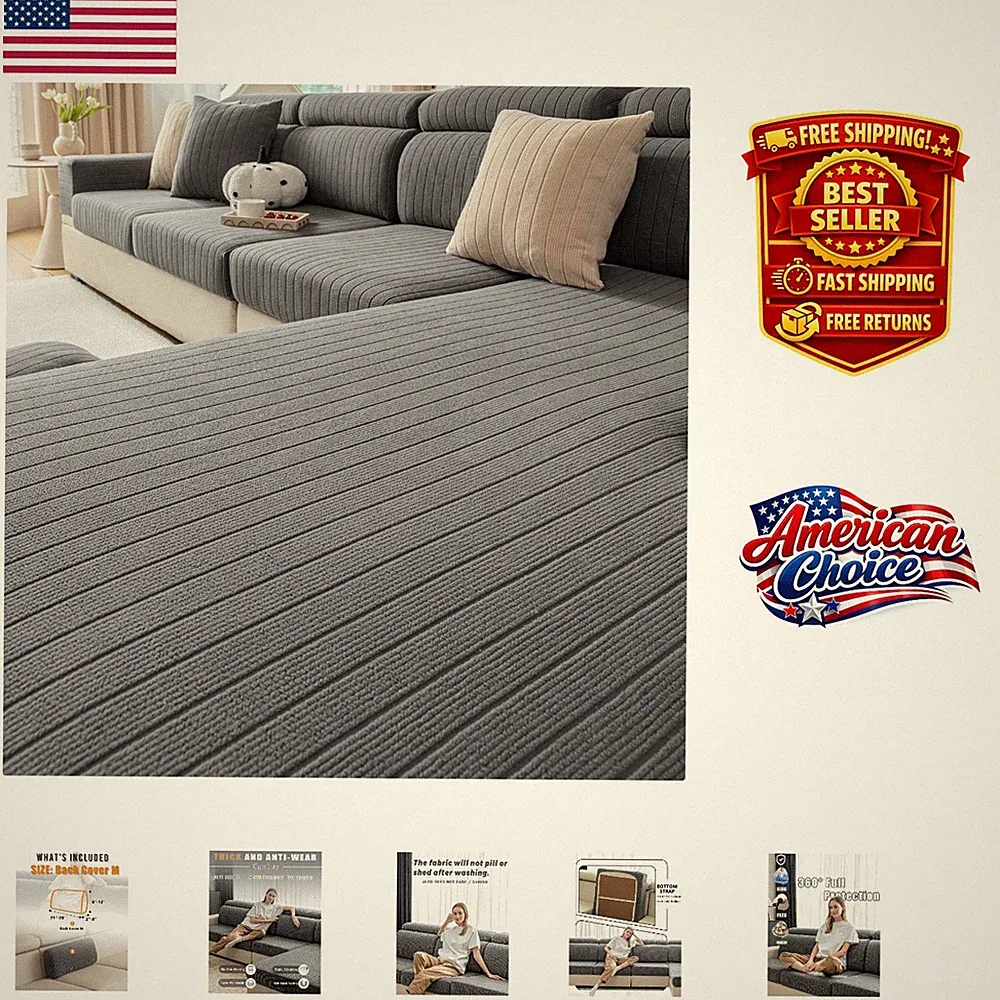 Washable Pet-Friendly Sectional Sofa Covers - Modern L-Shaped Couch Protector