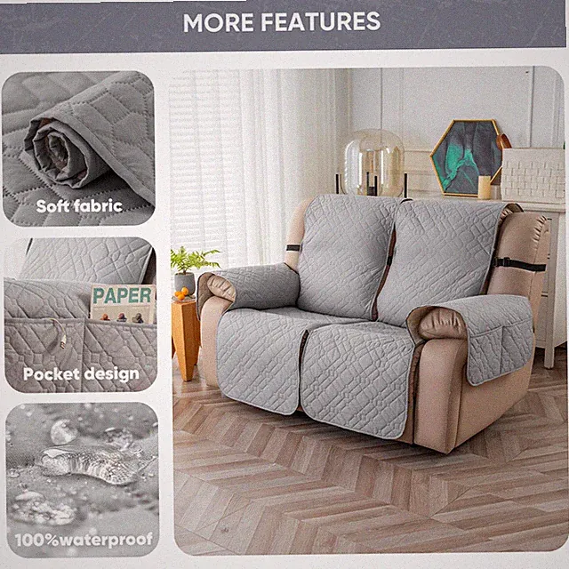 Washable Plaid Recliner Chair Cover Anti-Slip Sofa Cover for Recliner Chair