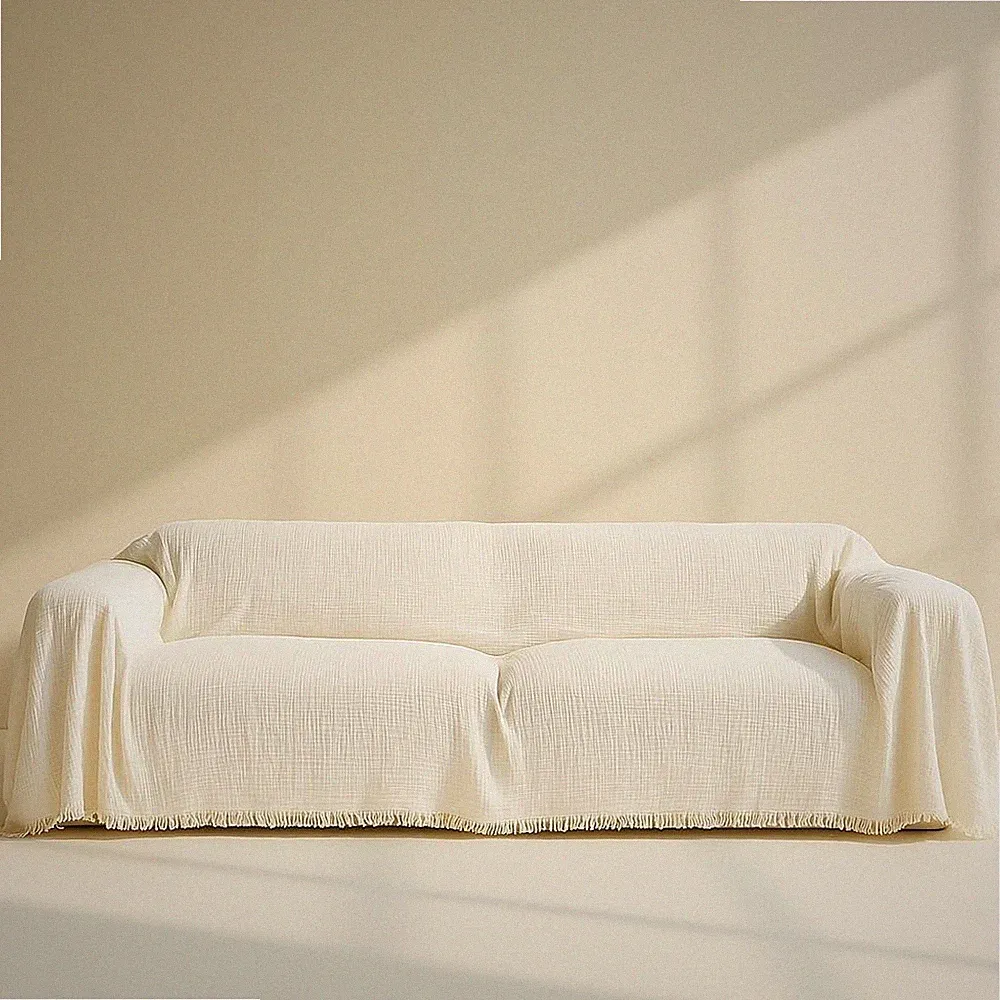 Washable Sofa Cover%100 Pure Cotton, Cream Couch Covers for Loveseat, Futon