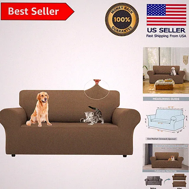 Water-Resistant Checkered Sofa Cover - Elegant Protection for Your Loveseat