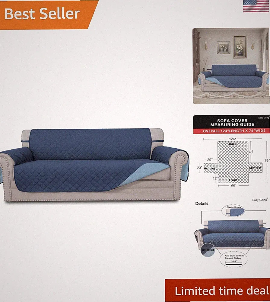 Water Resistant, Non-Slip Reversible Slipcover for 3 Cushion Sofas - Easy Care