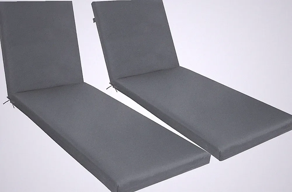 Water-Resistant Outdoor Chaise Lounge Cushions Set of 2 - Gray 75"x24