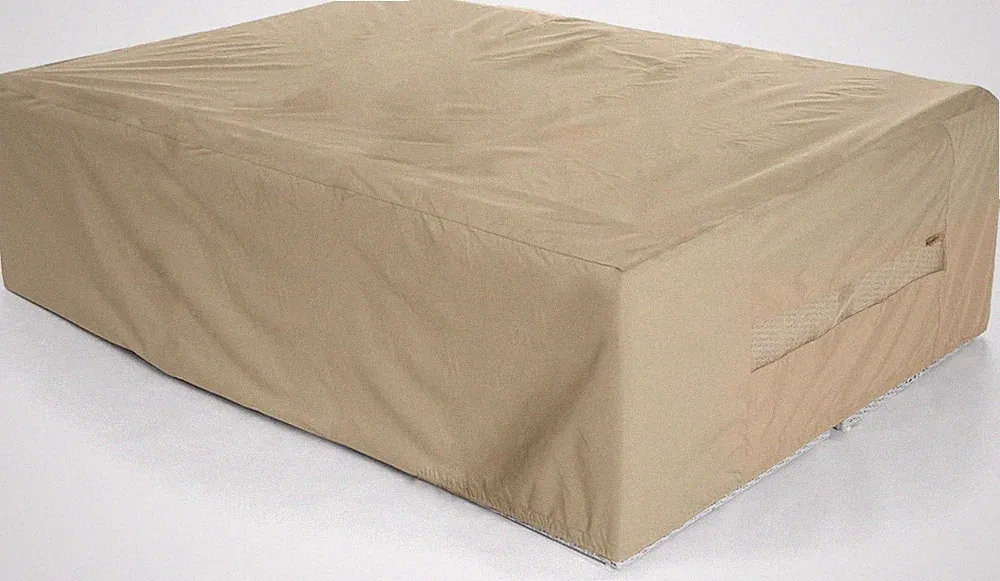 Water Resistant Outdoor Sectional Set Cover with Drawcord & Mesh Vents, Khaki