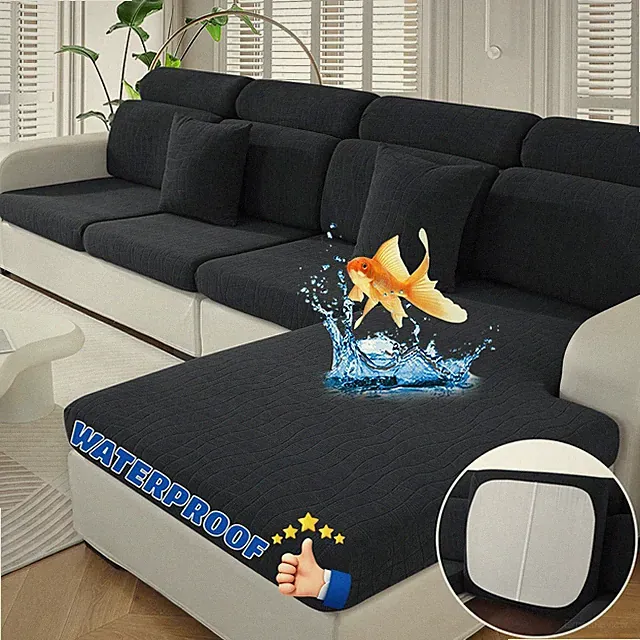 Waterproof 4 Pieces Couch Cushion Covers for Sectional Sofa Seat Slipcover St...