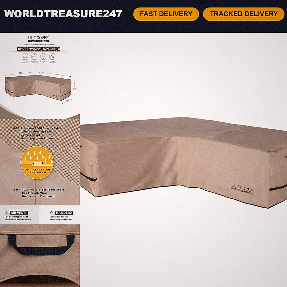 Waterproof 7-Seater Patio V-Shaped Sofa Cover - Heavy Duty Outdoor Furniture Pro