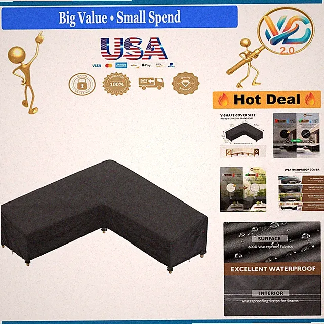 Waterproof 80x80 Inch L-Shaped Patio Sofa Cover Heavy Duty Garden Furniture