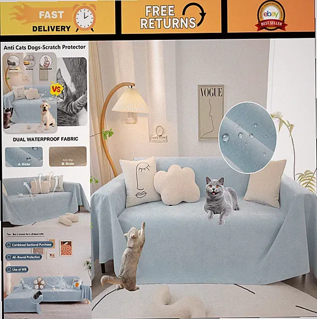 Waterproof Anti-Slip Dog Sofa Cover for Sectional Furniture - Blue Couch Protect